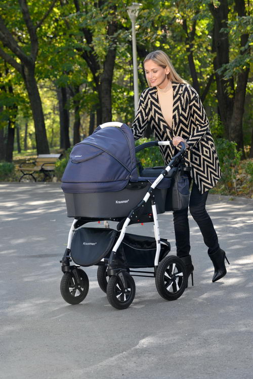Carucior 3 în 1 de la Krausman Clasic Dark-Blue: O Alegere Inspirată pentru Părinți Exigenți - Carucioare IdealBebe