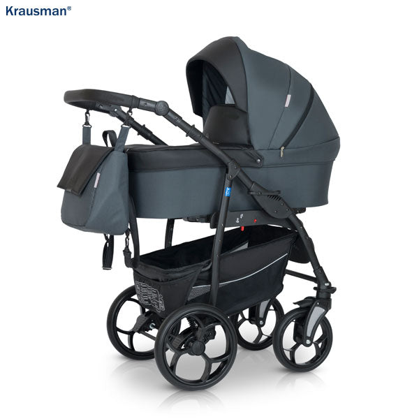 Carucior 3 în 1 de la Krausman Combo Dark Grey: Un Partener de Nădejde pentru Părinții Moderni - Carucioare IdealBebe