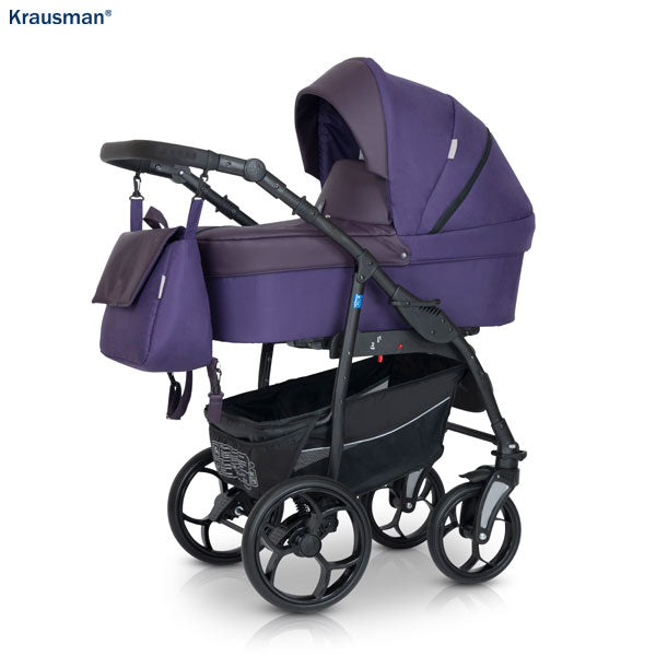Carucior 3 în 1 de la Krausman Combo Purple: Eleganță, Funcționalitate și Siguranță pentru Bebelușul Tău - Carucioare IdealBebe