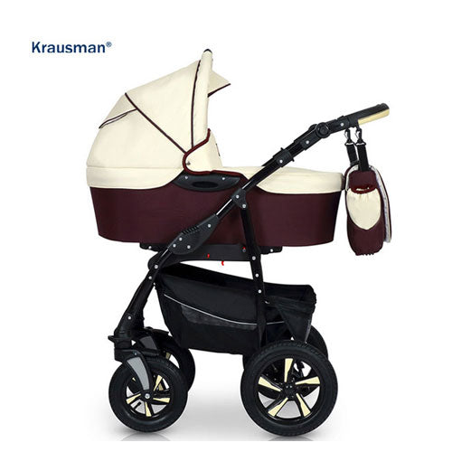 Carucior 3 in 1 de la Krausman Beige Purple: Alegerea Premium pentru Părinții Moderni - Carucioare IdealBebe