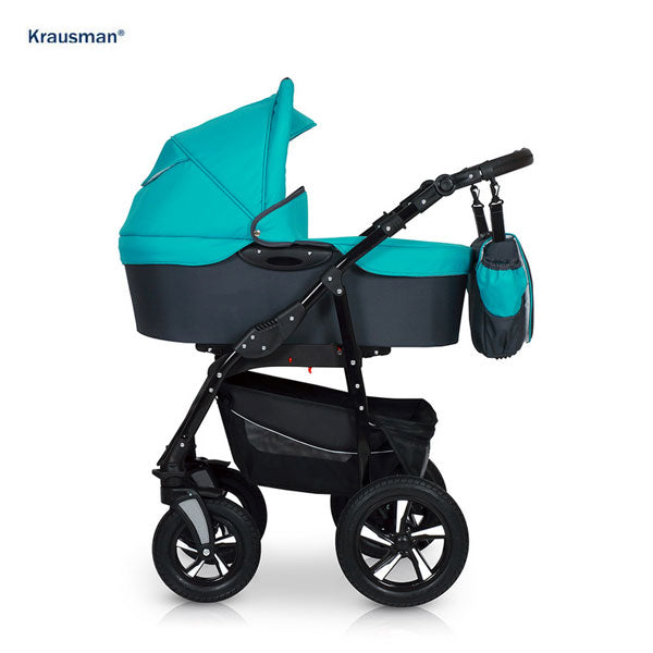 Carucior 3 în 1 de la Krausman Kraus Clasic Turquoise: Soluția Perfectă pentru Mobilitate și Confort - Carucioare IdealBebe