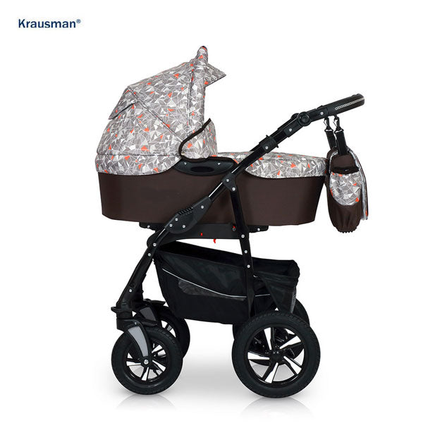 Carucior 3 in 1 de la Krausman Clasic Brown: Eleganță, Funcționalitate și Siguranță - Carucioare IdealBebe